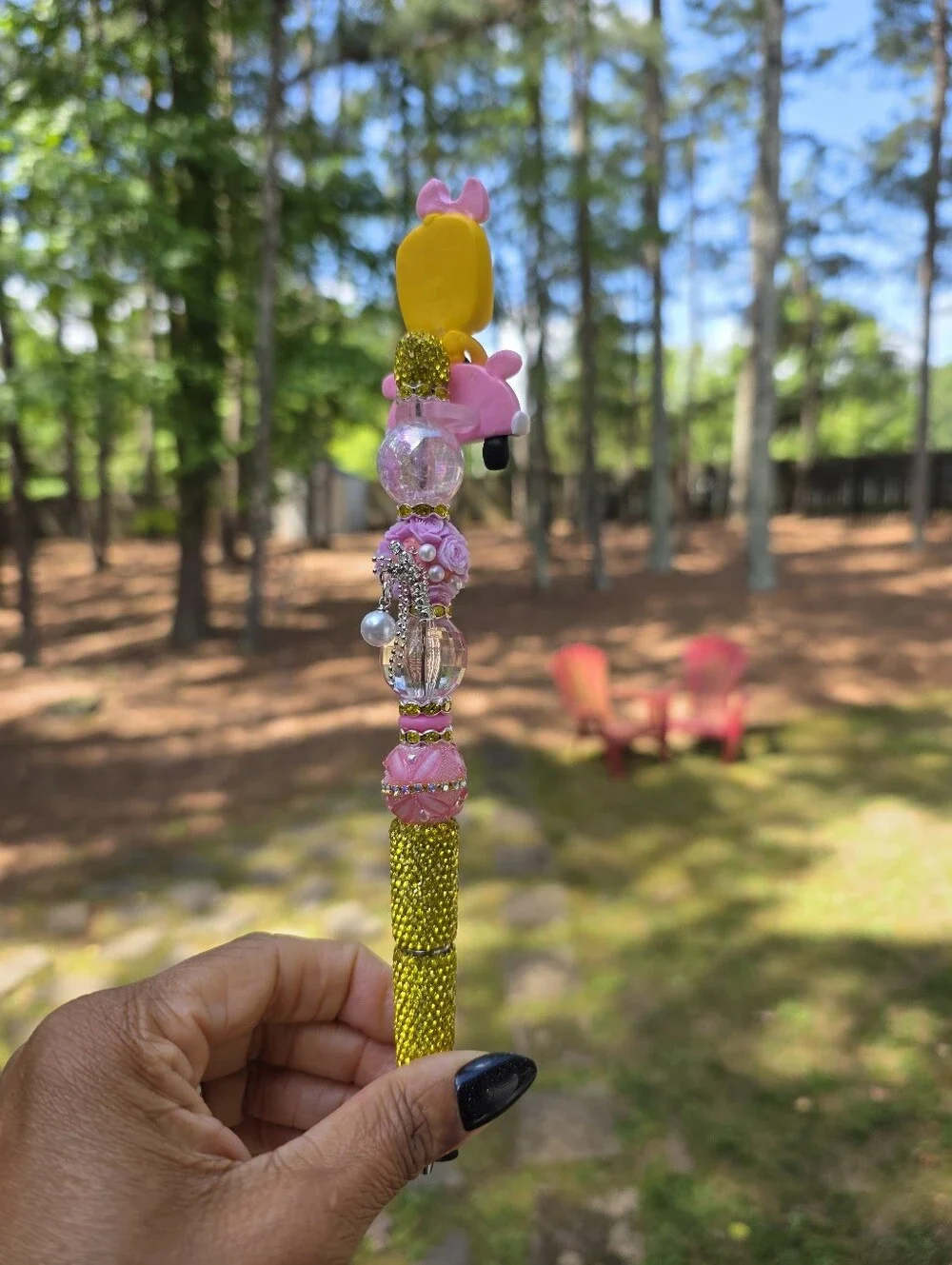 Custom Tweety Bird Beaded Pen Pink Car Looney Tunes Rhinestone Sparkle